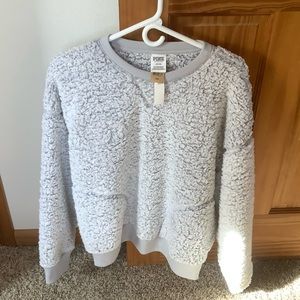Gray New Victoria Secret Sherpa medium pullover shirt